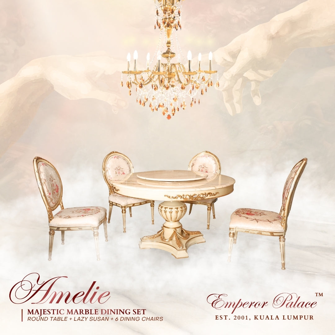 Amelie Majestic Marble 1+6 Dining Set