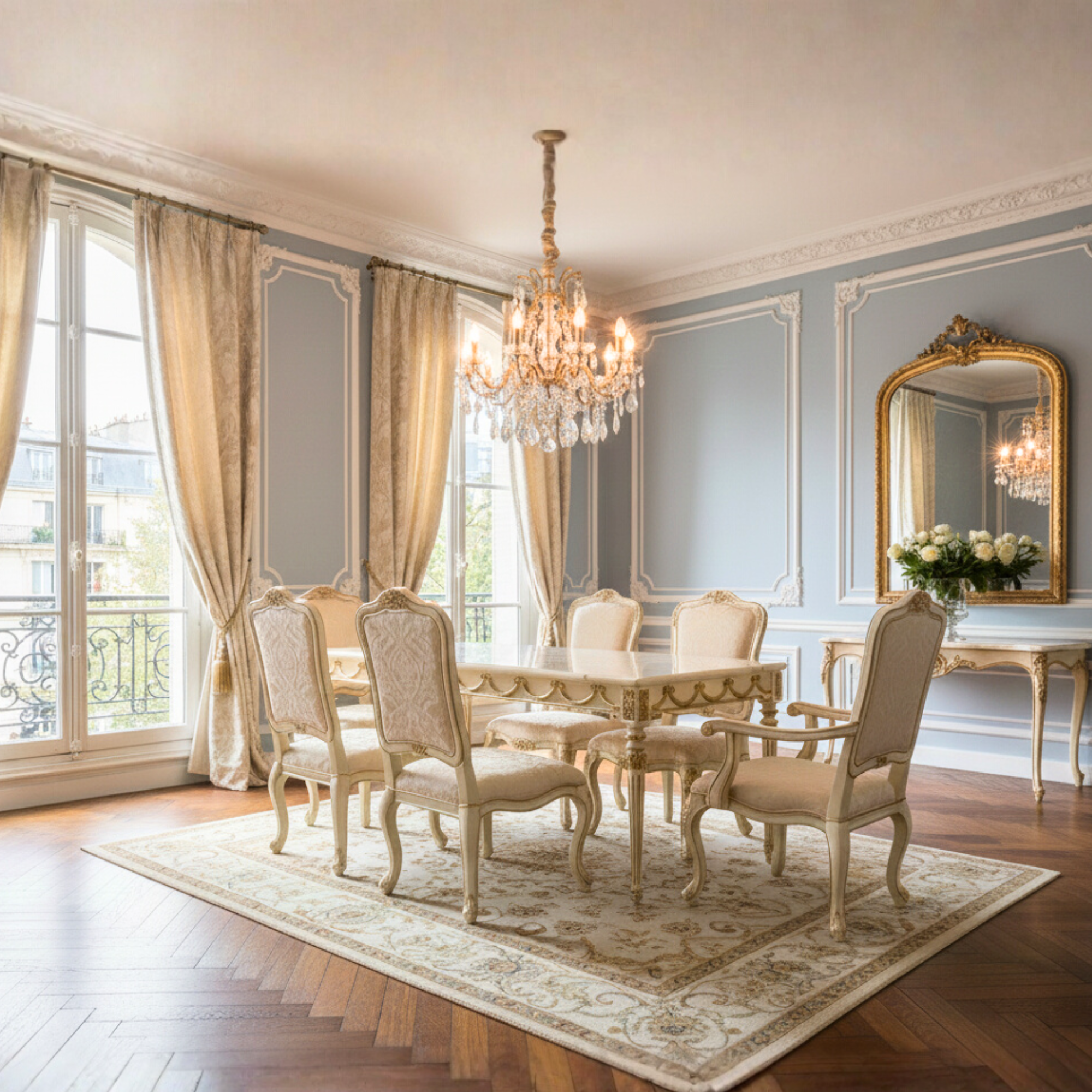 The ALEXANDRA 6 Seater Marble Dining Set