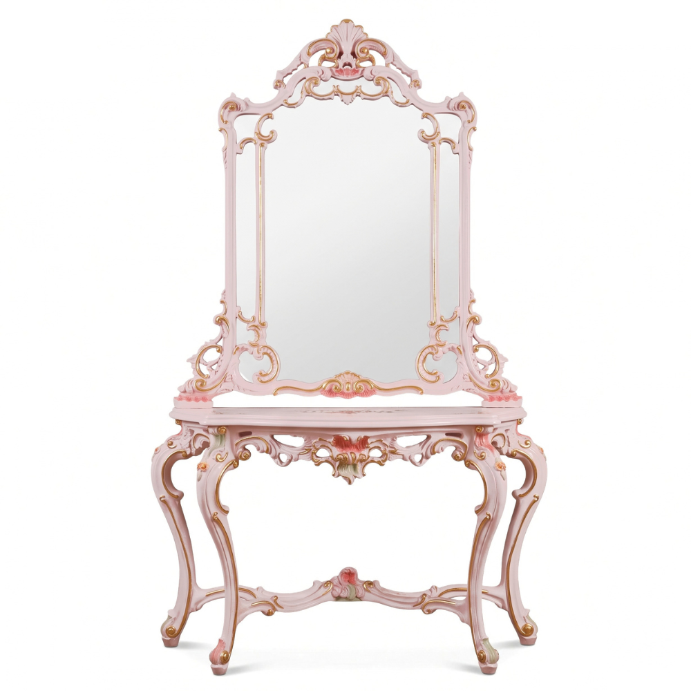 ANASTASIA Pink Console Table + Mirror