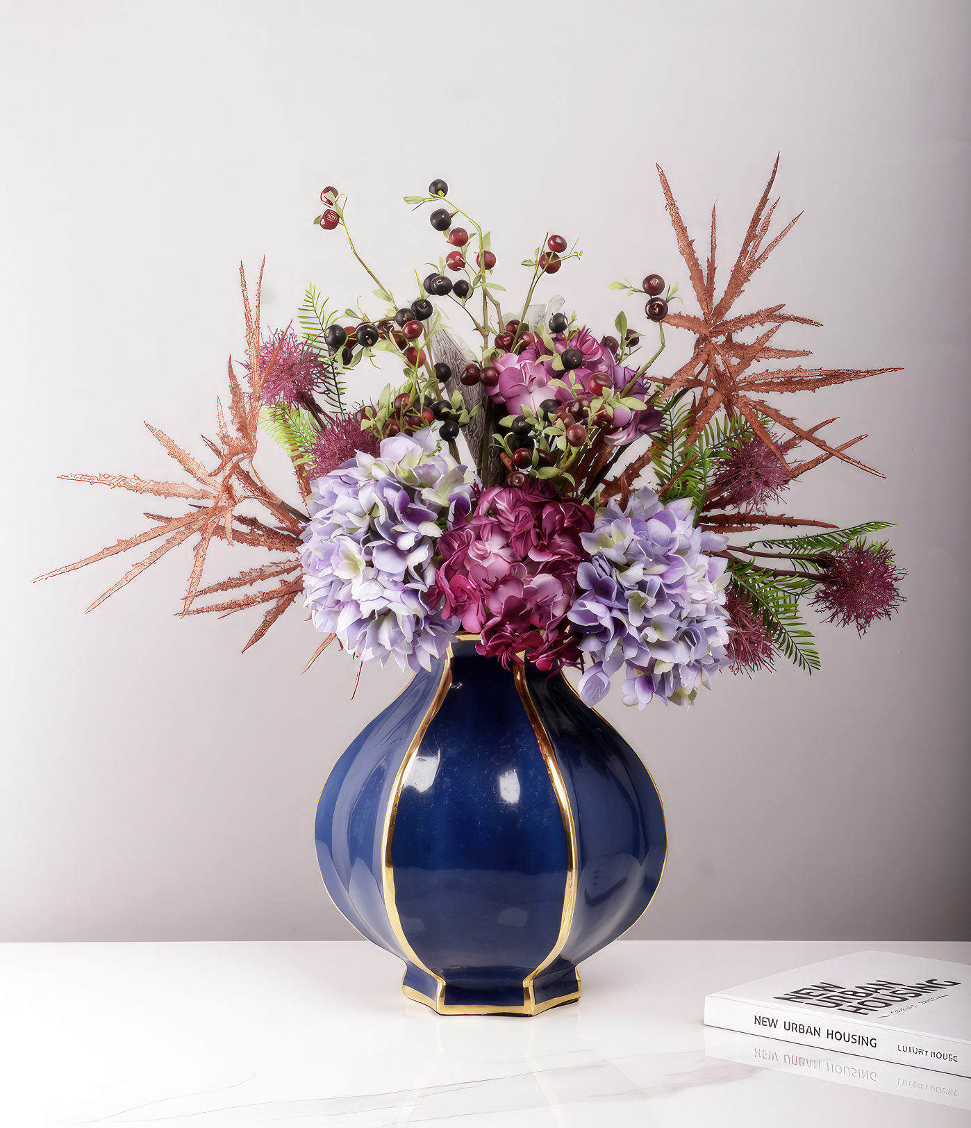 "Anna" Floral Arrangement in Blue Vase