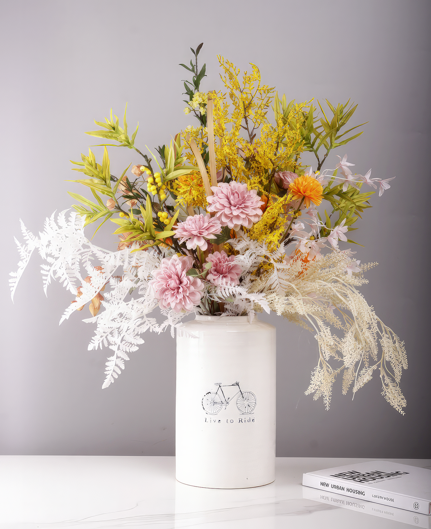 "Belle" Floral Arrangement in White Vase