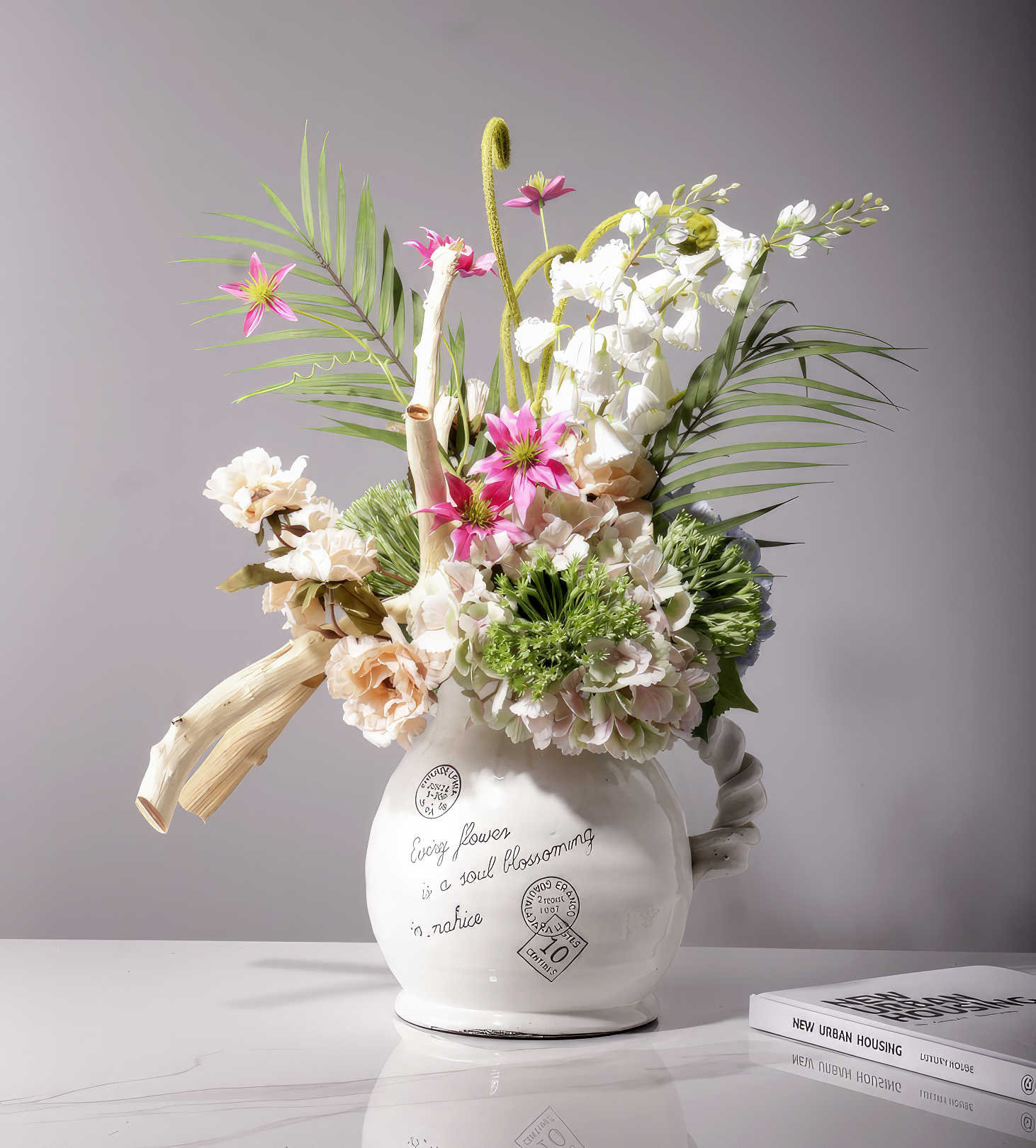 "Evangeline" Floral Arrangement in White Vase