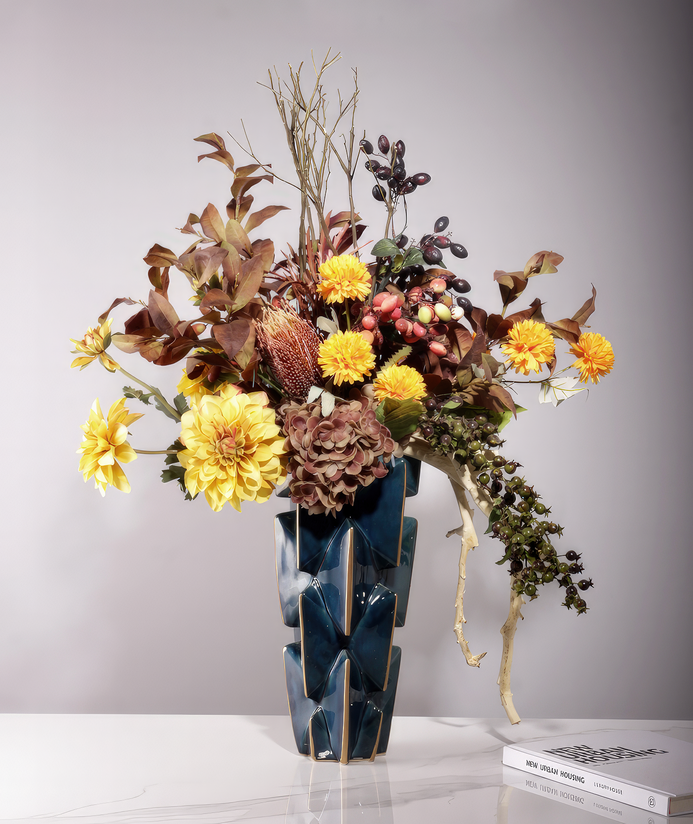 "Aurora" Floral Arrangement in Dark Blue