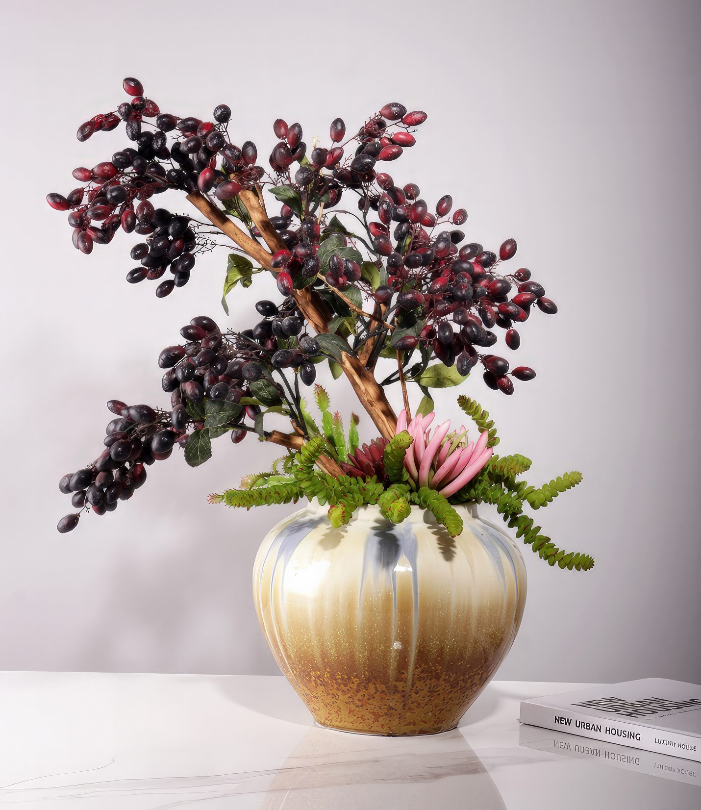 "Florence" Floral Arrangement in Golden Brown Vase