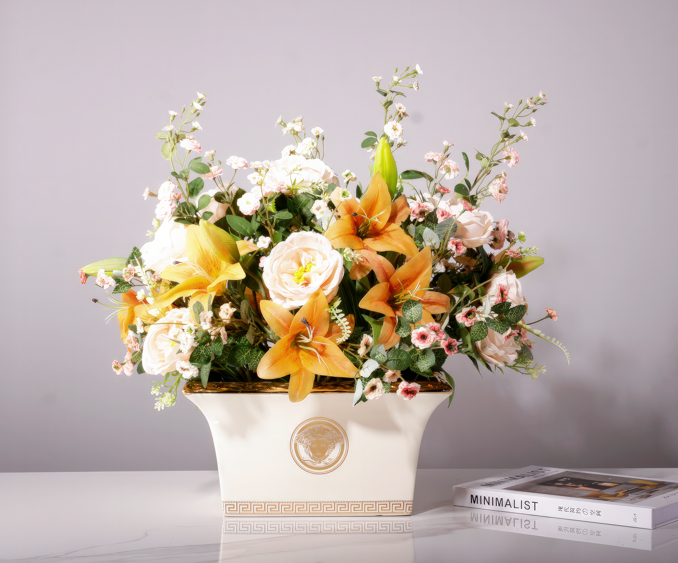 "Emma" Floral Arrangement in Off-White Vase