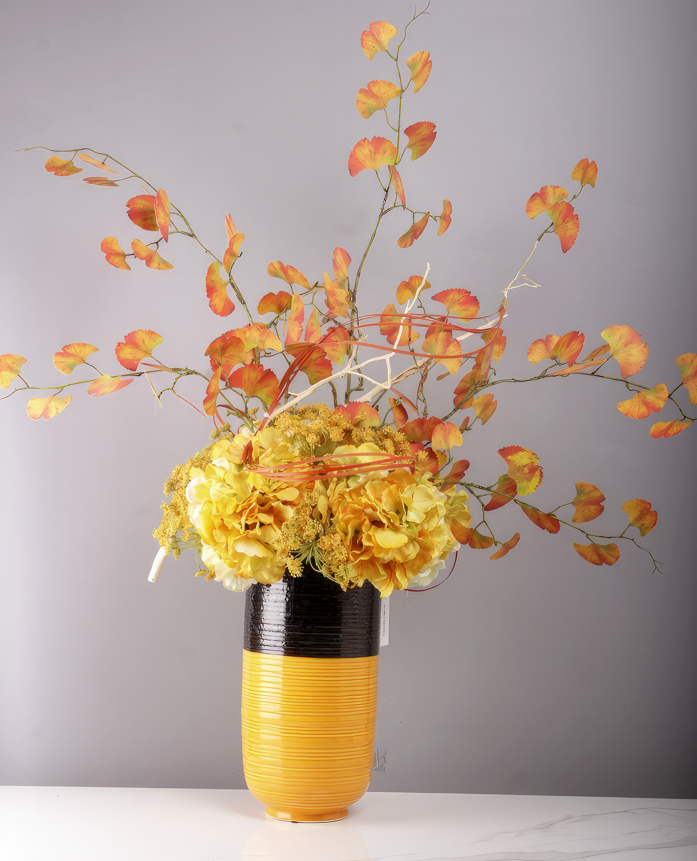 "Elara" Floral Arrangement in Yellow-Black Vase