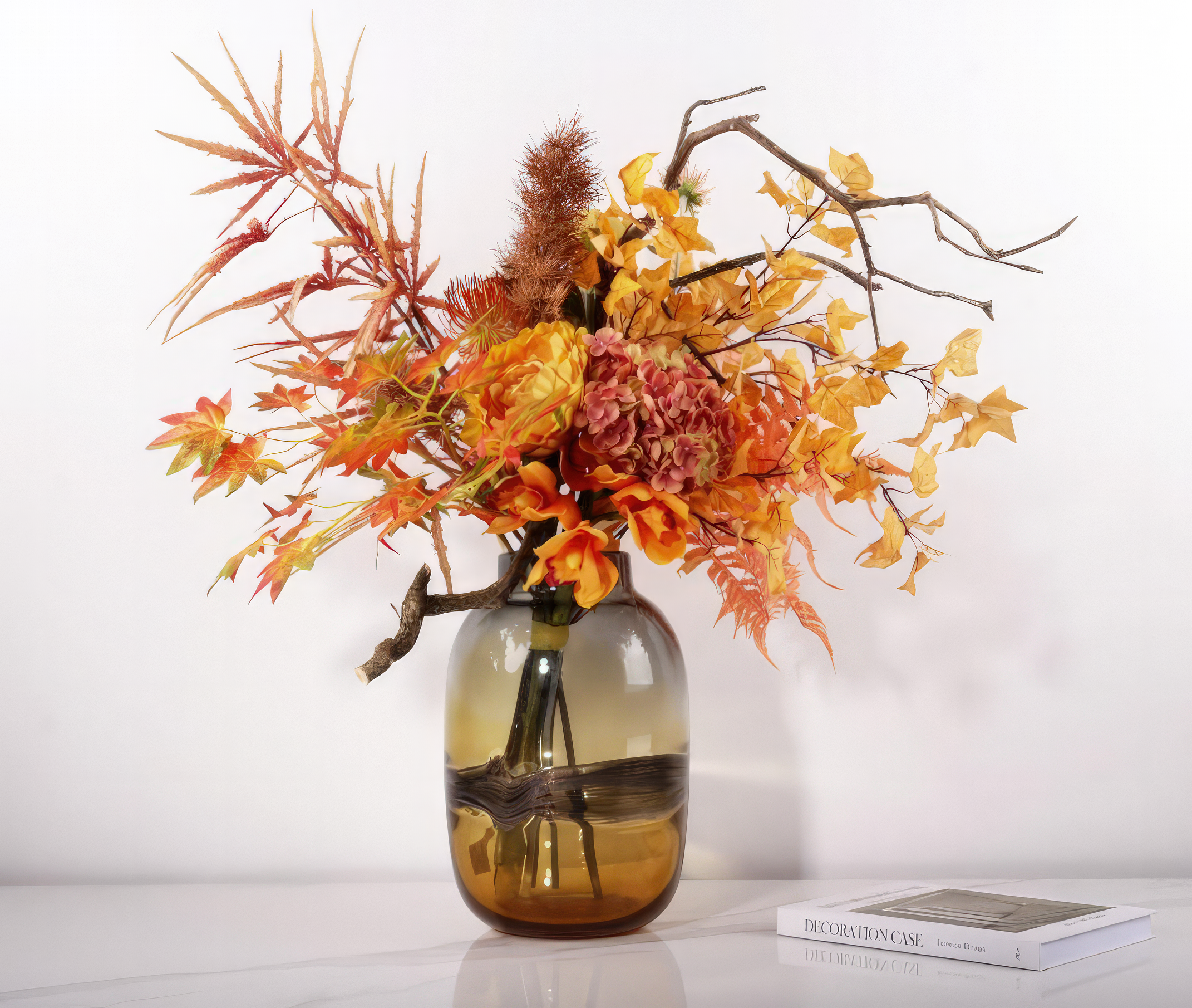 Isabella Floral Arrangement in Amber Vase