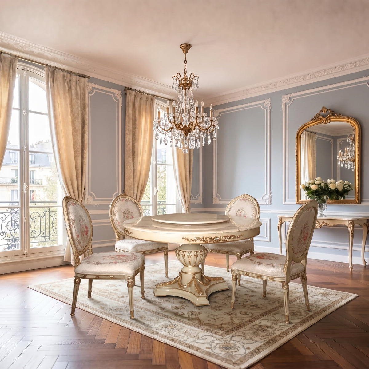 Amelie Majestic Marble 1+6 Dining Set