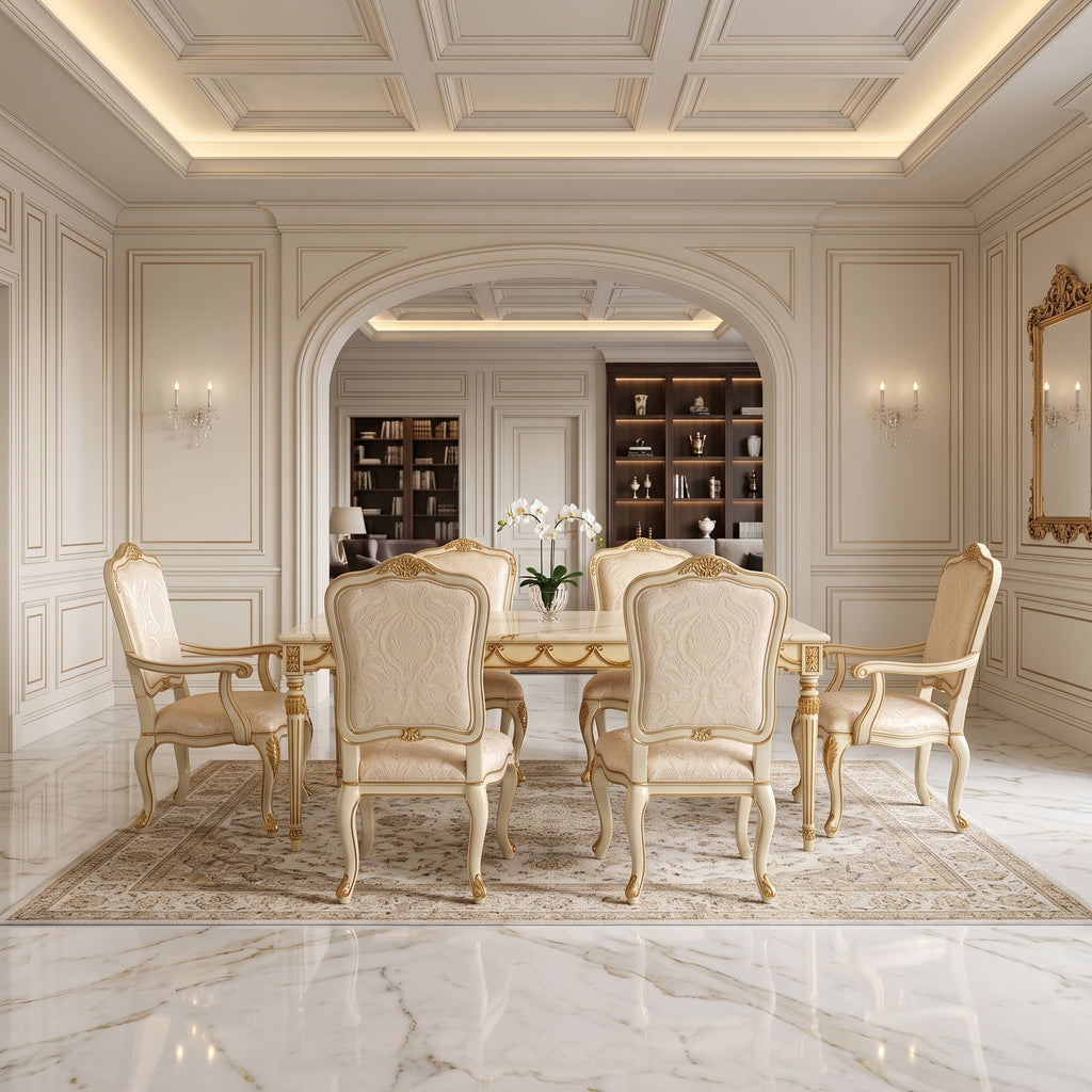 The ALEXANDRA 6 Seater Marble Dining Set