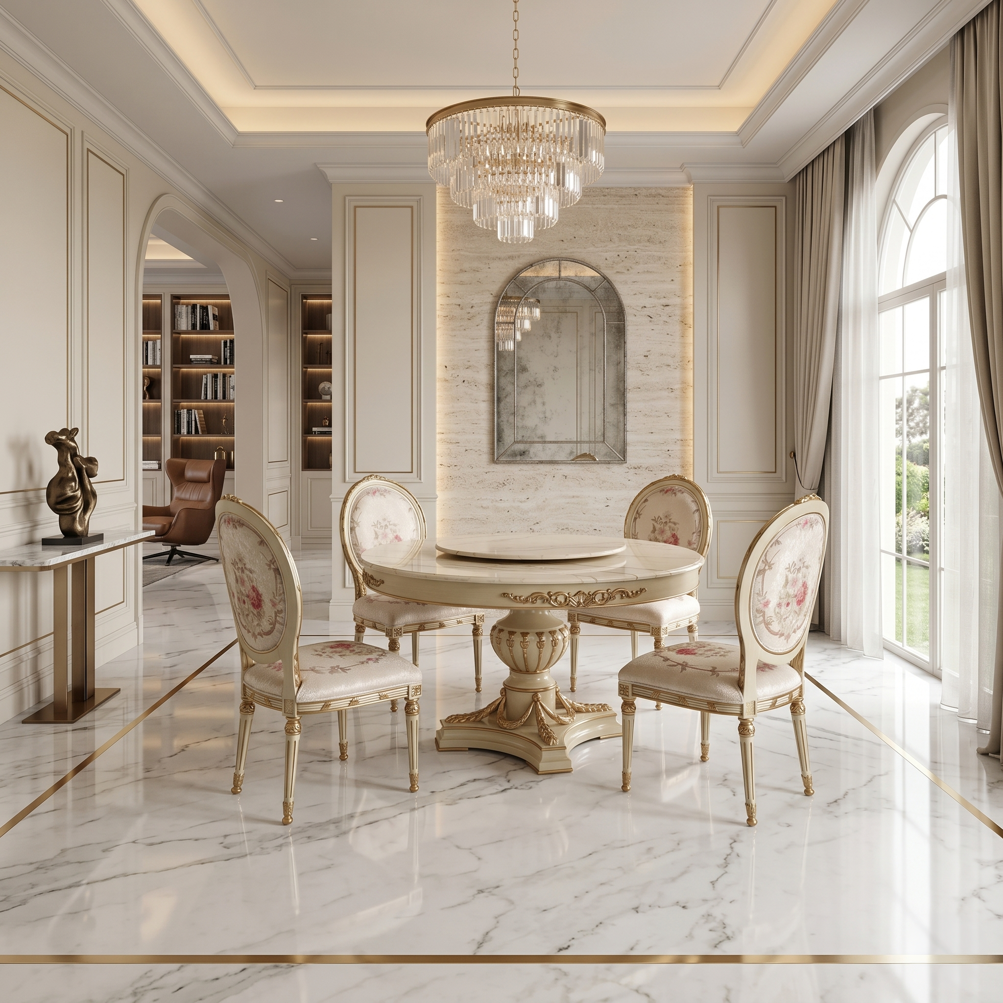 Amelie Majestic Marble 1+6 Dining Set