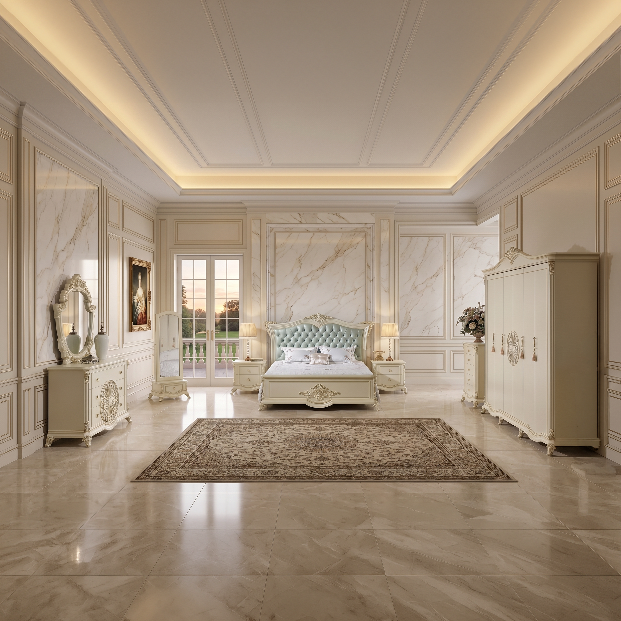 The ISABELLA King-sized Bed + 2 Side Tables